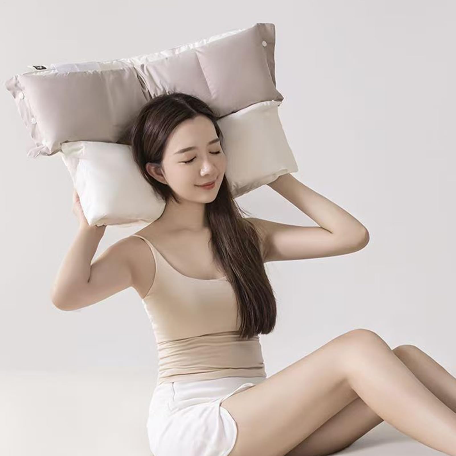 Almohada De Cama - Soporte Para El Cuello Extraíble Lavable, Almohada De Doble Capa En , Almohadas Para Dormir En La Cama Para El Hogar | para mujeres, hombres, adolescentes, personas mayores,