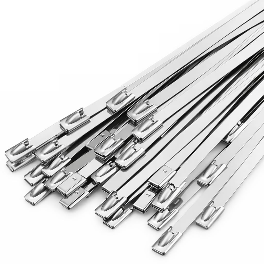 Edelstahl Kabelbinder in 7,9 x 700mm | 100 Stk. - hitzebeständige Metall Kabelbinder bis 500 °C, extrem reißfest, rostfrei für Industrie, Werkstatt, Haus & Garten