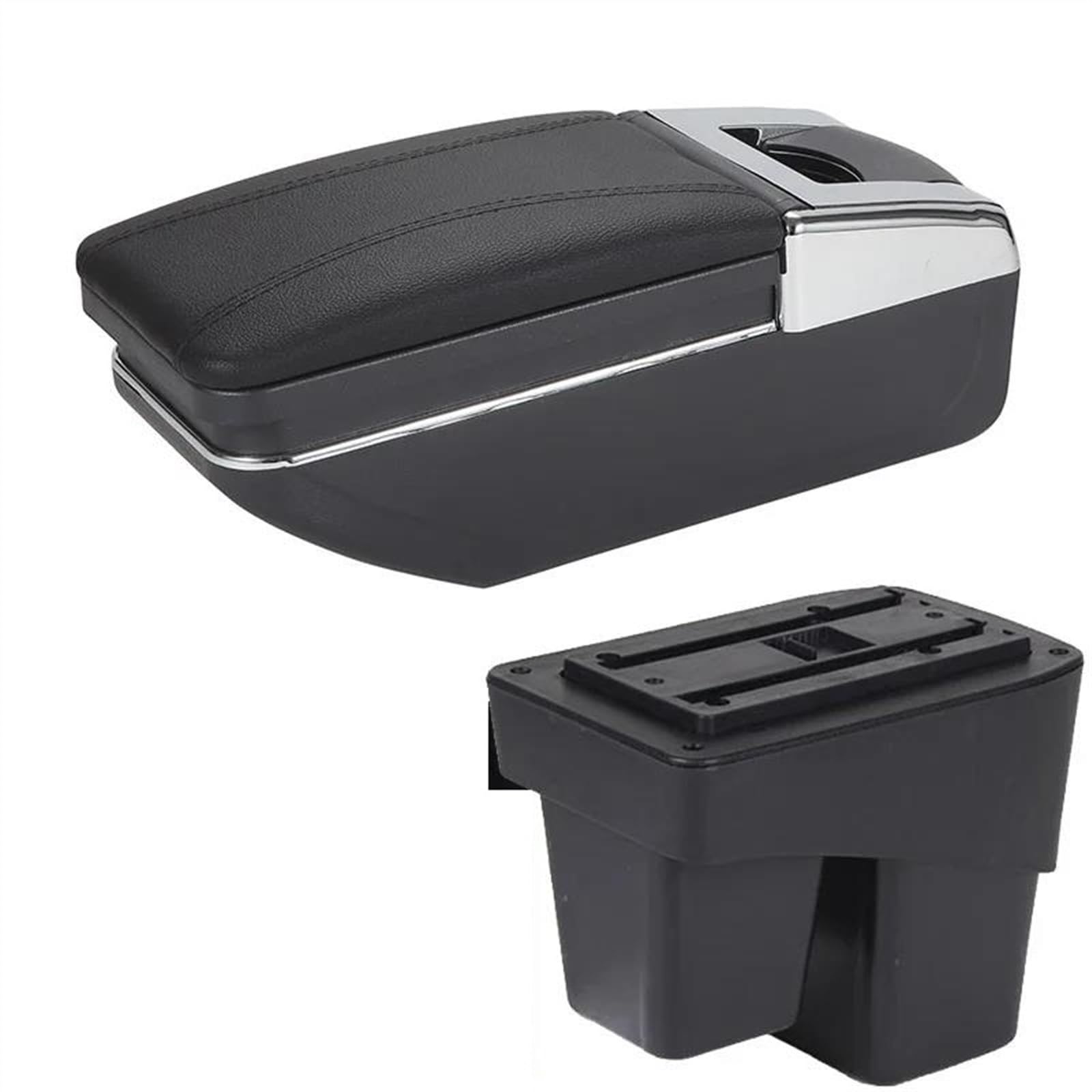 NOHEEU Car Armrest Special Storage Box Modification Parts For WR-V For Fit For Jazz 3 2014 2015 2016 2017 2018 2019 2020(C2 Black line No USB)