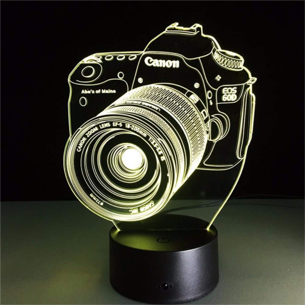 Lampada 3D Illusione Ottica A LED - Formato Fotocamera Con 7 Colori, Luci Notturne Con Telecomando E Touch, Regalo Originale Per Camera E Ufficio - 4