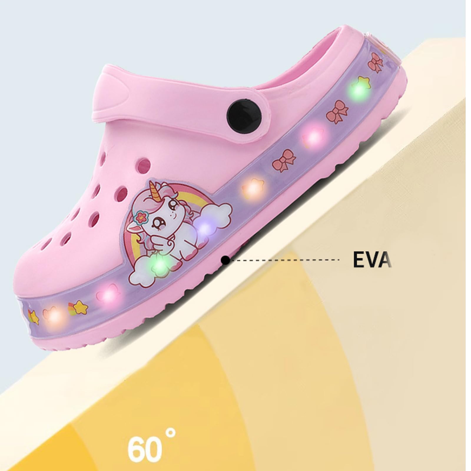 Bambini LED Zoccoli Ragazzi Pantofole Ragazze Carino Scarpe da Giardino Traspirante Leggero Sandali Scarpe da Bagno Antiscivolo EU 24-35
