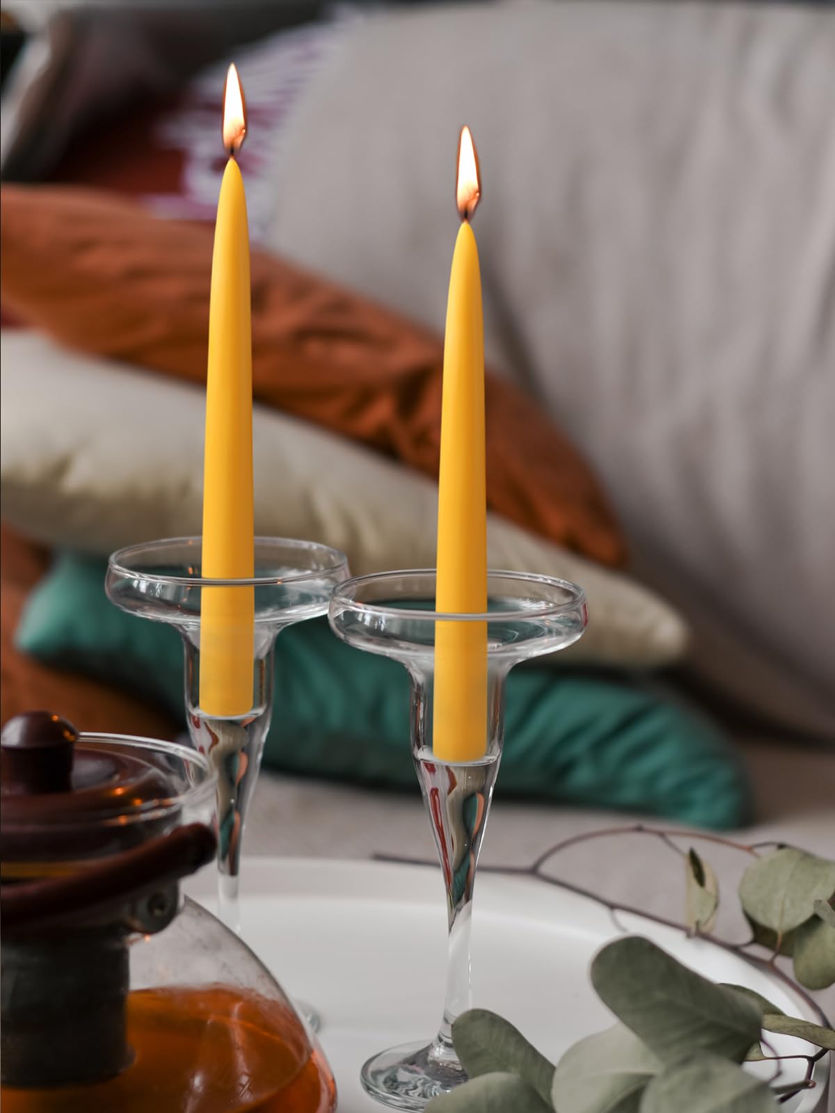 12 velas cónicas de cera de abeja natural de 10 pulgadas, velas de cera de abeja sin humo y sin goteo, 10 horas de tiempo de combustión, candelabros de cera de abeja para decoración del
