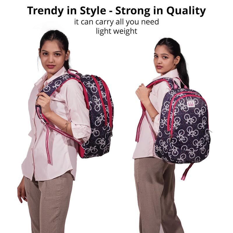 ENERGY Printed PU Backpack for Office, College & School | Lightweight Travel Backpack with Dual Compartments | Stylish Casual Bag (La-Cycle Boom) 3
