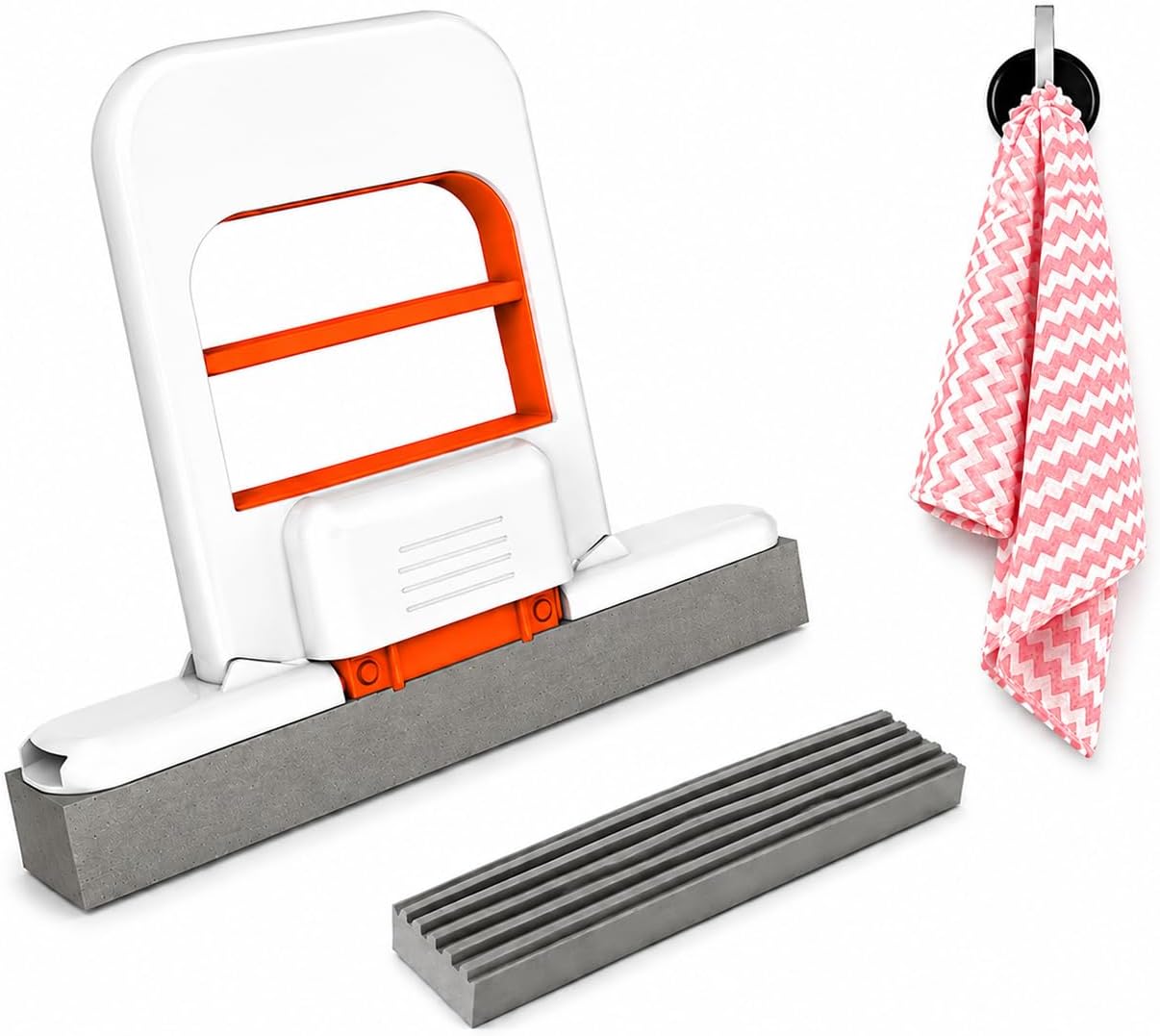 Handheld Mini Foldable Mop & Squeegee – Portable Sponge Cleaner for Kitchen Sink, Bathroom, Window Glass & Floor, Self-Squeezing Mop with Storage Holder