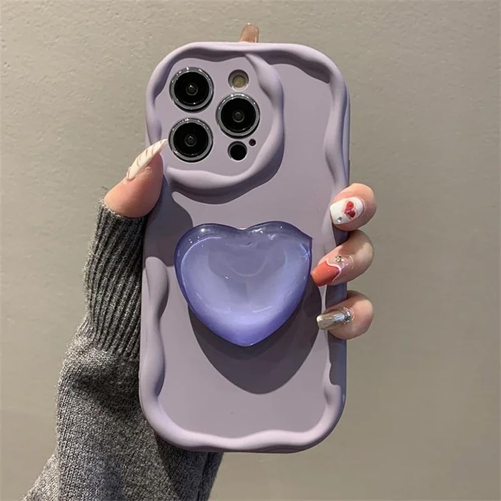 Etui Crystal Love Heart Stand Case do iPhone'a 15 14 Pro Max 14 Plus 13 12 11 XS XR Silikonowa miękka obudowa, fioletowa, do iphne13pro