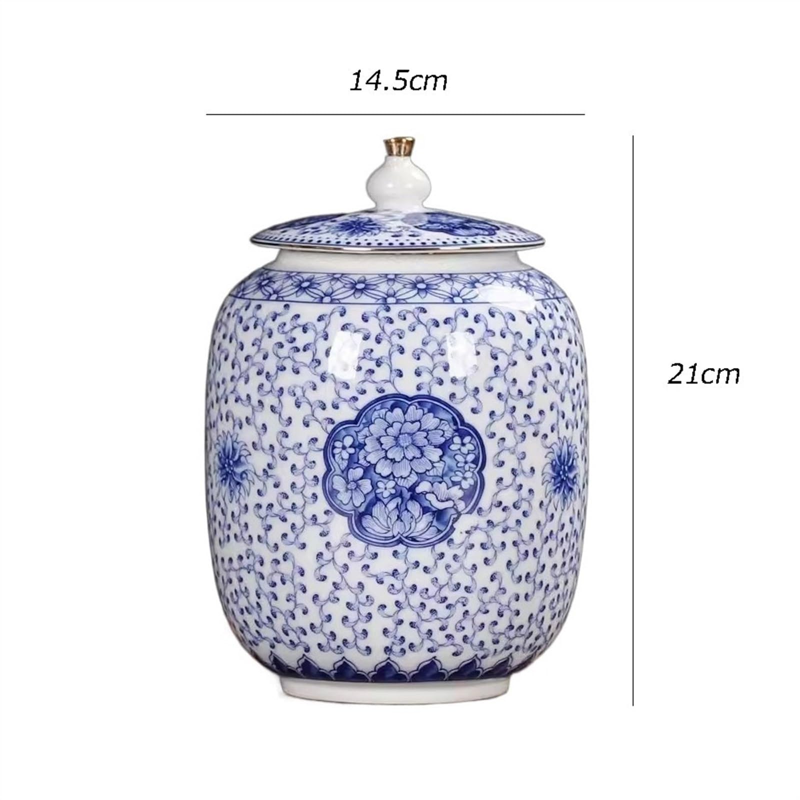 Ceramiczne pojemniki do herbaty Jingdezhen ceramiczny pojemnik uszczelniający na herbatę Puerh słoik do przechowywania herbaty duże ozdoby salonu(Średni)