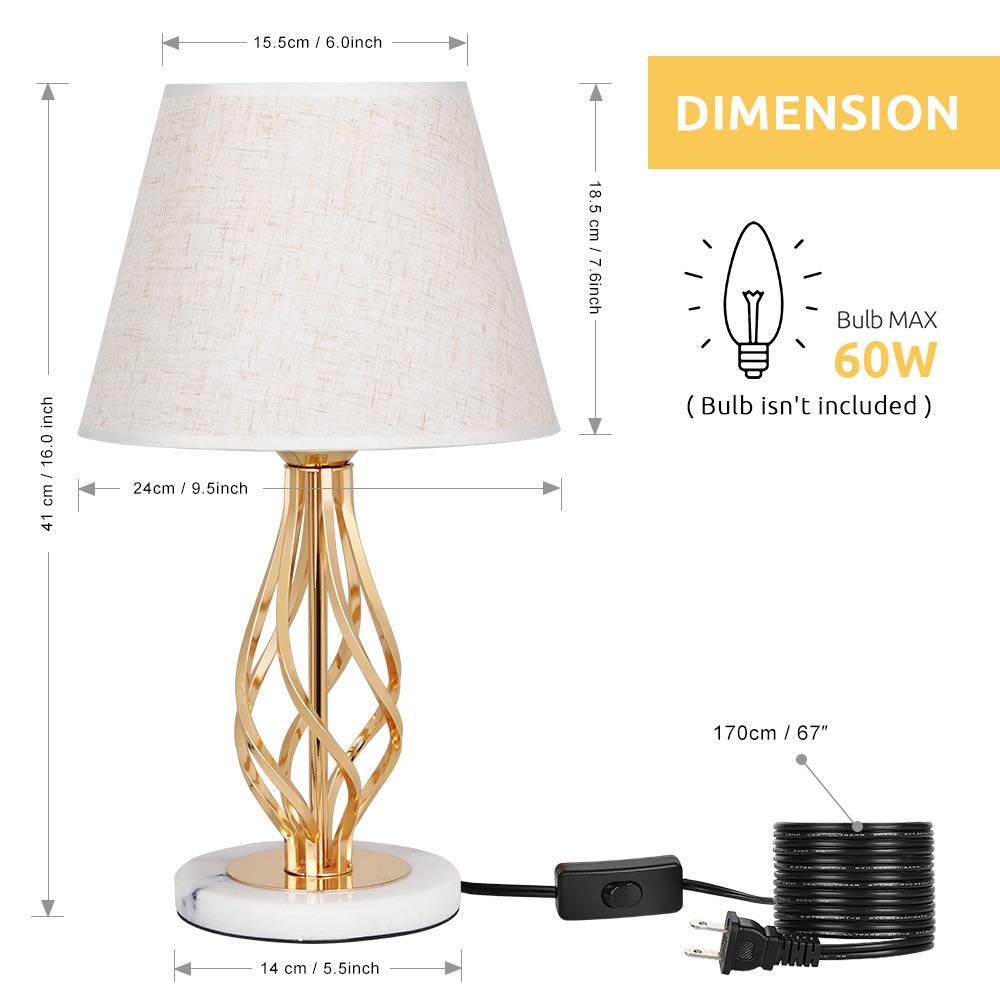 HAITRAL Gold Table Lamps Set of 2 Vintage Nightstand...B08461XM33