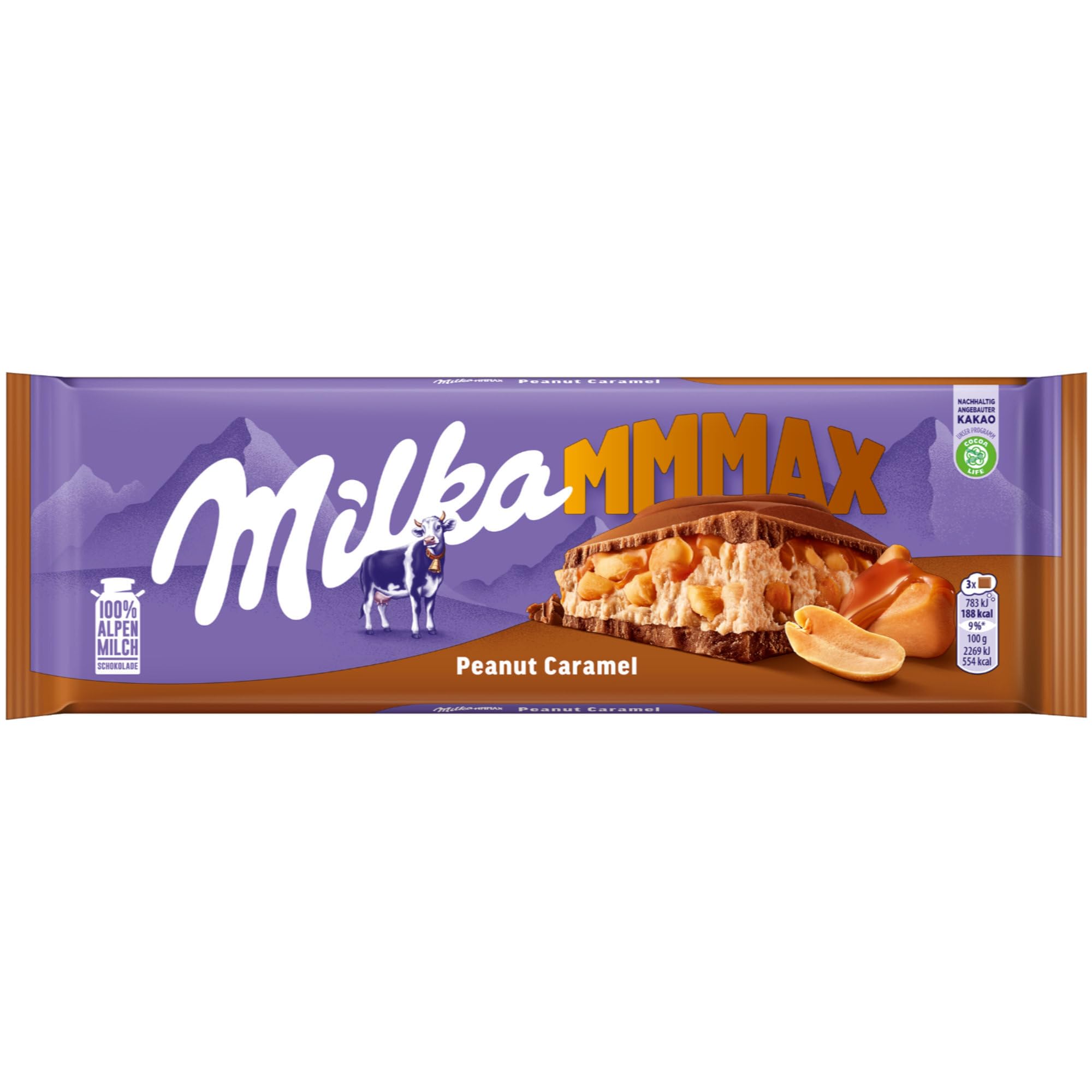 Milka Tafelschokolade Peanut-Caramel Großtafel VPE (12x276g Tafel) + usy Block