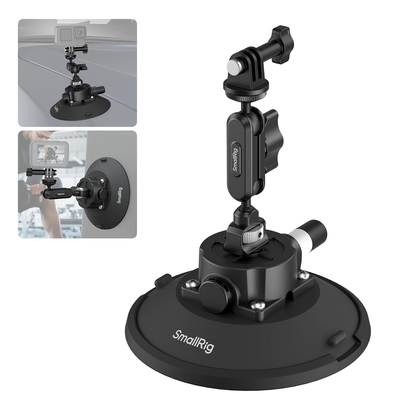 SMALLRIG Uchwyt 6" z przyssawką kulową Magic Arm, uchwyt do kamer sportowych do DJI Osmo Action 5 Pro/4, do Insta360 x5, do GoPro 13/12, udźwig 3 kg, na szybę samochodu lub okno - 5856