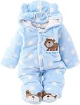 Xifamniy Bébé nouveau-né combinaison de saut Footie Romper chaud à capuche Thicken hiver Bunting Outwear combinaison de neige pour les filles garçons