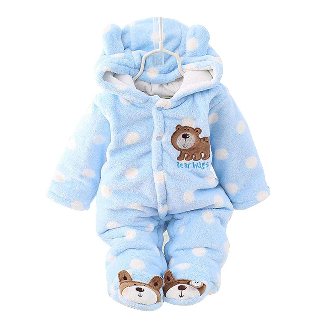 Xifamniy Baby Newborn Jumpsuit Footie Romper Hooded Warm Thicken Winter Bunting Outwear Snowsuit for Girls Boys