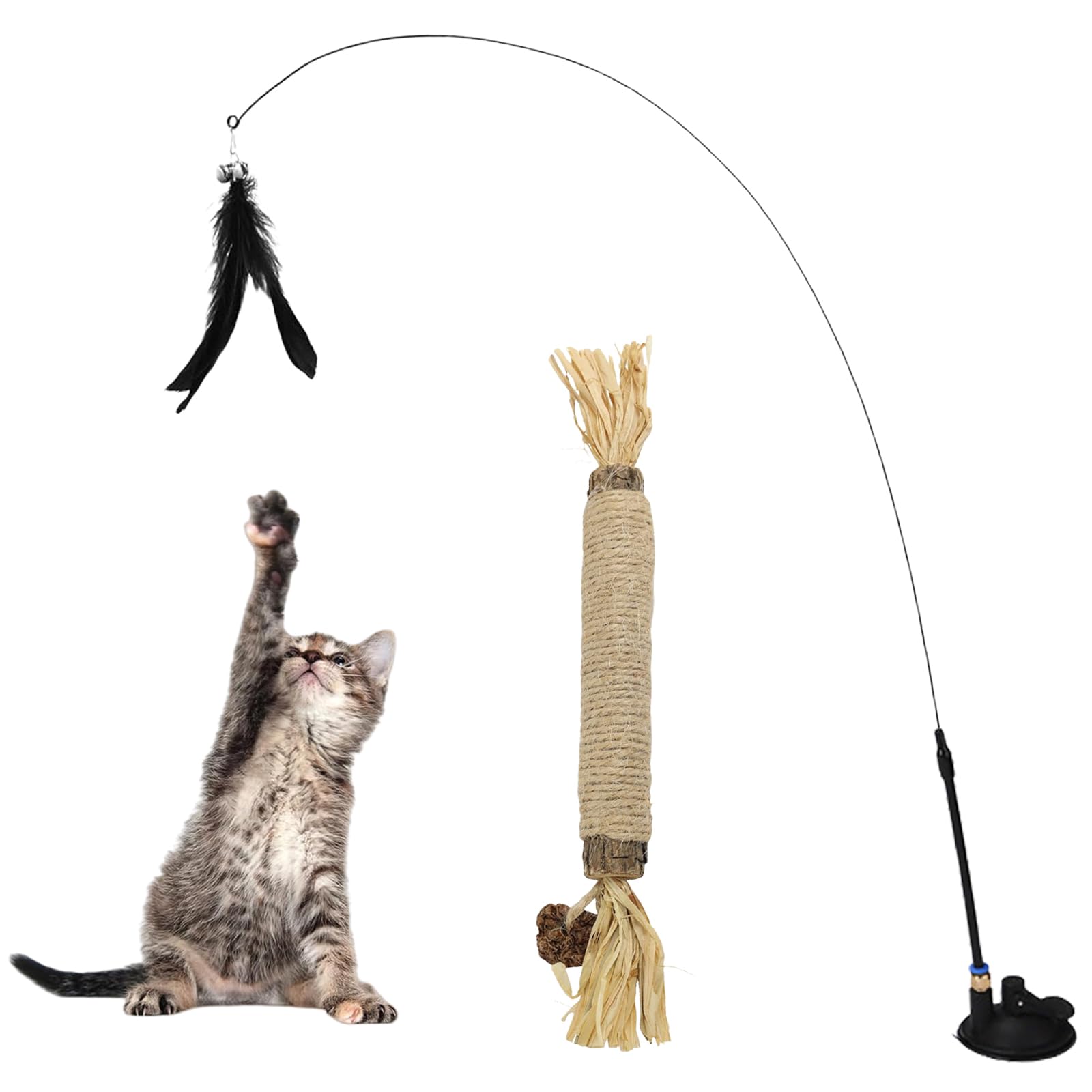 Cat Toys, Cat Nap Toy Cat Teaser Toy with Bell, Fixable Cat Interactive Toys with Suction Cup, Silvervine Cat Toy Cat Wand Toy Cat Teaser Toy Cat Stick Toy, Cat Stick Cat Feather Toy for Cats (B0D7CY4F55) Amazon Price History, Amazon Price Tracker