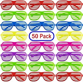 Prextex Kids Plastic Shutter Shades Glasses, 50 Pairs | Funny/Fancy Sunglasses, 90s/80s Glass | Birthday, Halloween Costume, Party Bag Filler, Rave Festival Accessories, Photo Booth Props, Decoration