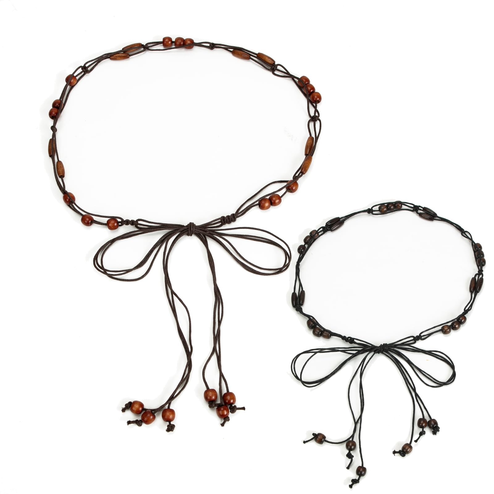 ILuvatar Women's Bohemian Style Rope Braid Waist Belt U33, Coffee+black, 170 cm