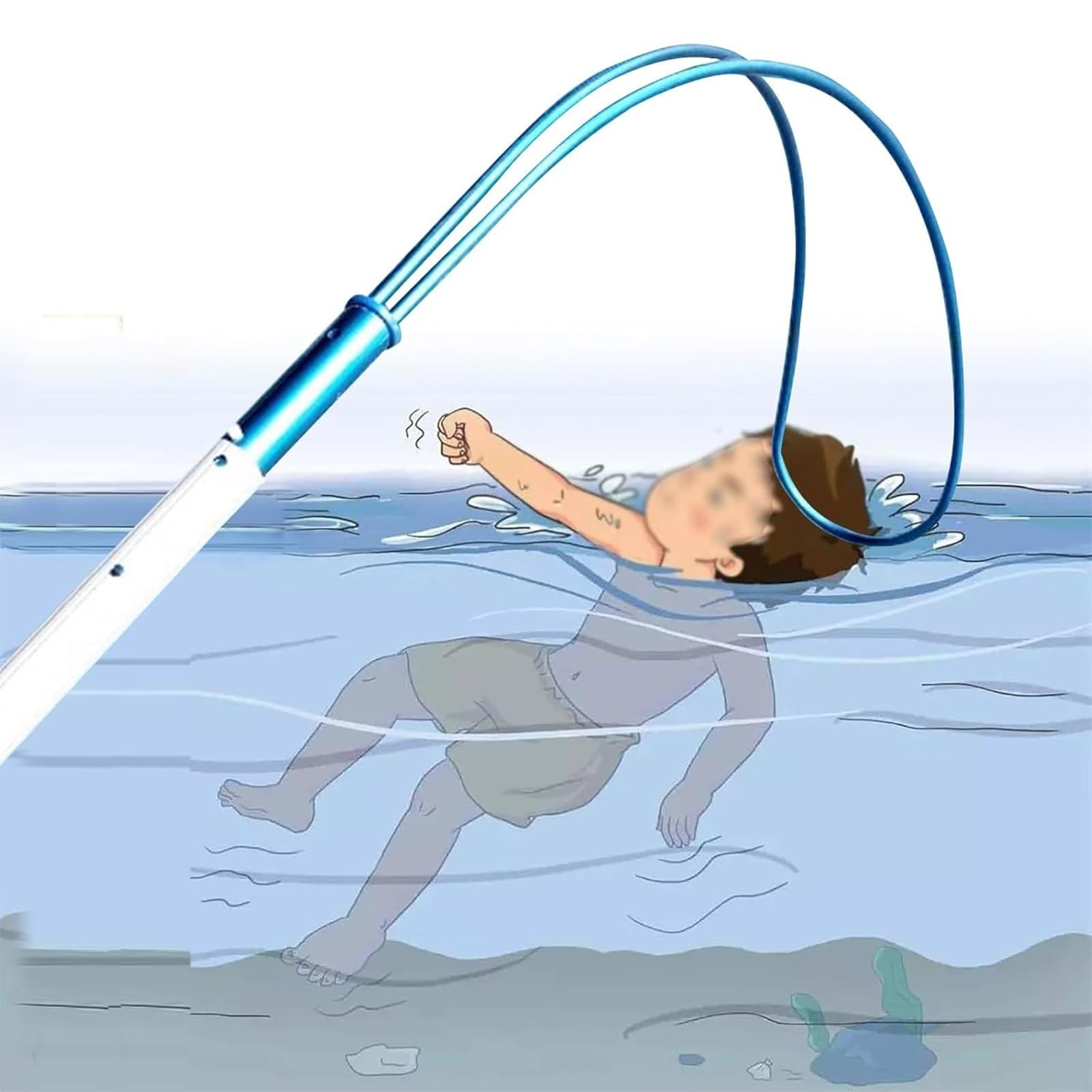 Gancho telescópico de Rescate de Emergencia para la Seguridad en Piscinas, diseño Resistente para rescates rápidos en Agua en Parques Infantiles y acuáticos.