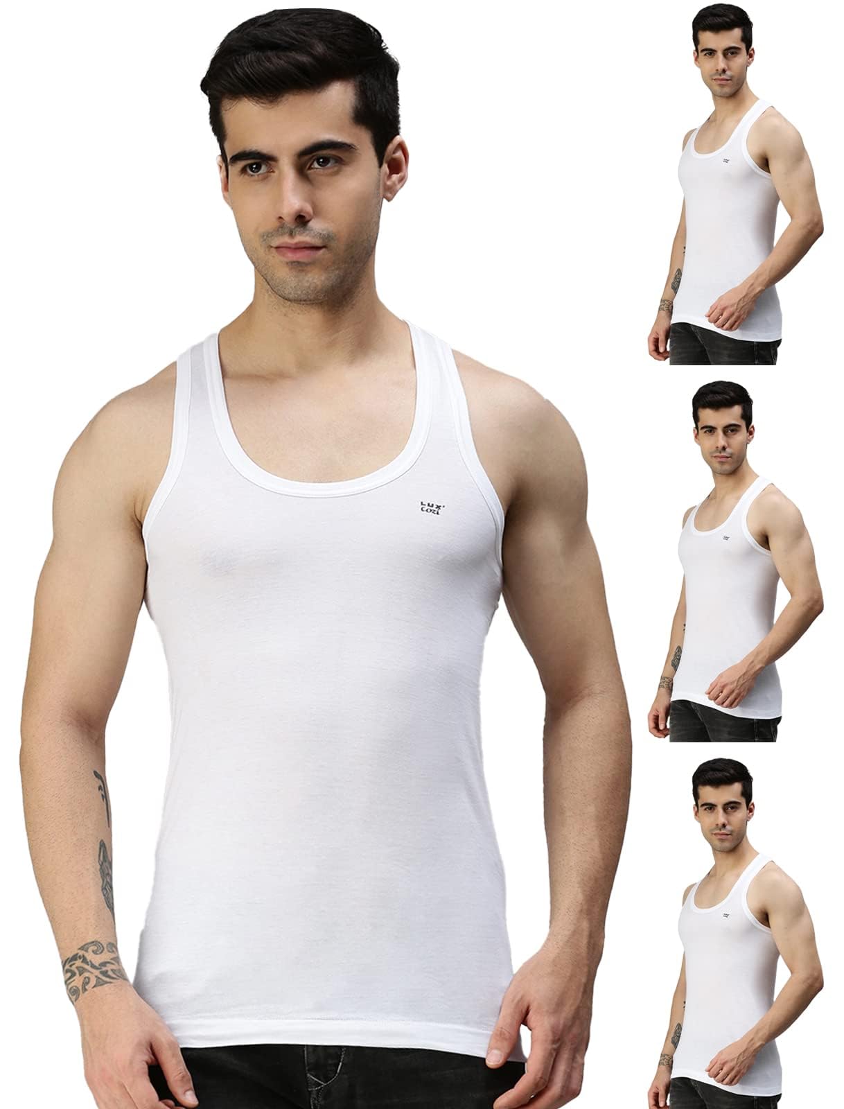 Lux CoziMen's Cotton Regular Fit Vest |Vest For Men| Pack Of 4