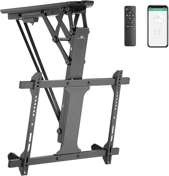 Maclean MC-880T elektryczny pochylany uchwyt TV ze sterowaniem za pomocą aplikacji 32-70″ do sufitu skośnego dachu, z pilotem zdalnego sterowania do 35 kg, maks. VESA 600 x 400