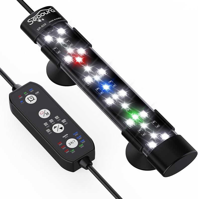 Luminária LED Submersível para Aquário SEAOURA SR-629 com Ciclo 24/7, 7 Polegadas