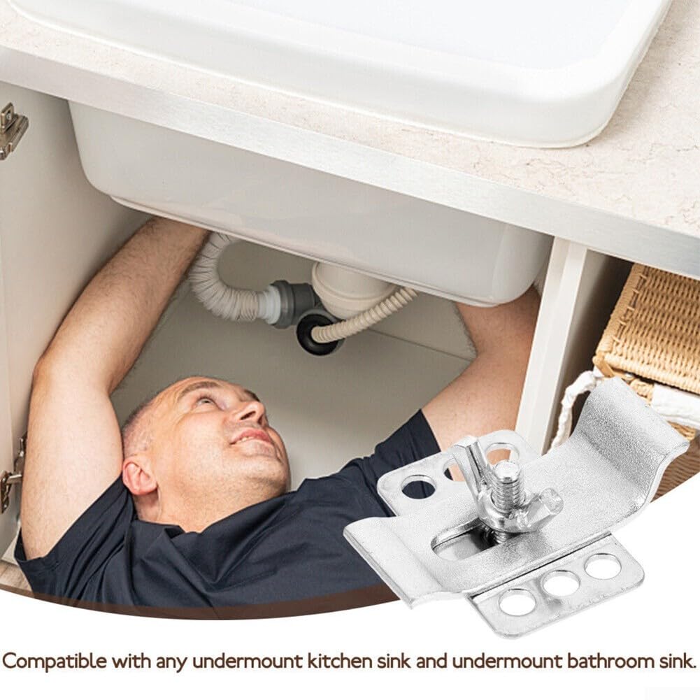 Besttoolifes Kit di 10 clip per lavello sottotop in acciaio resistente, staffe di supporto per piano di lavoro del bagno e della cucina, resistenti alla ruggine, fissaggi regolabili per lavello