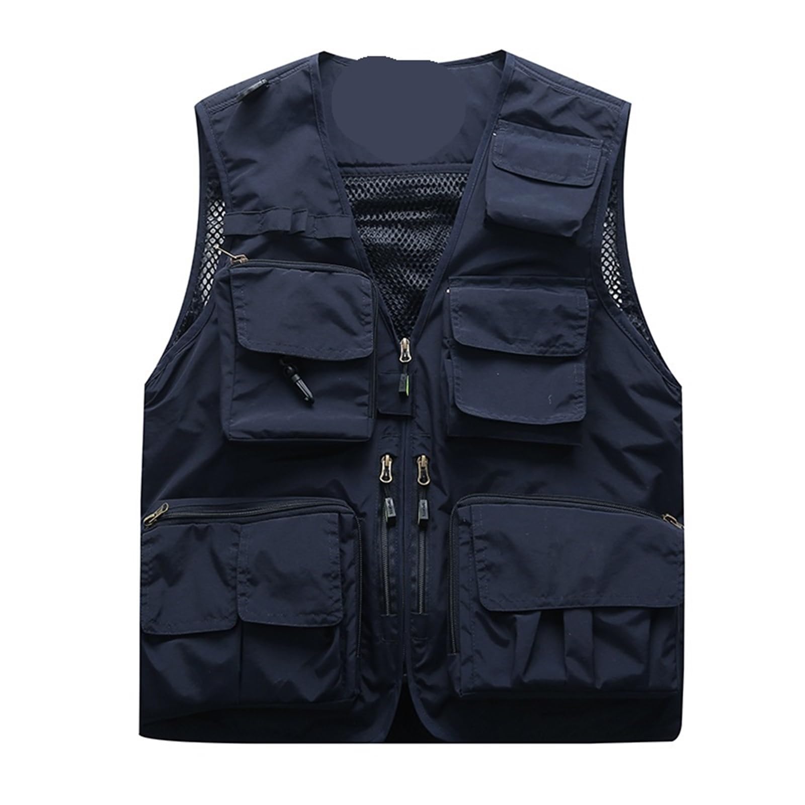 Gilet da pesca da uomo, per attività all'aperto, escursionismo, pesca, caccia, arancione, multitasche, ad asciugatura rapida, traspirante (blu scuro, 6XL)