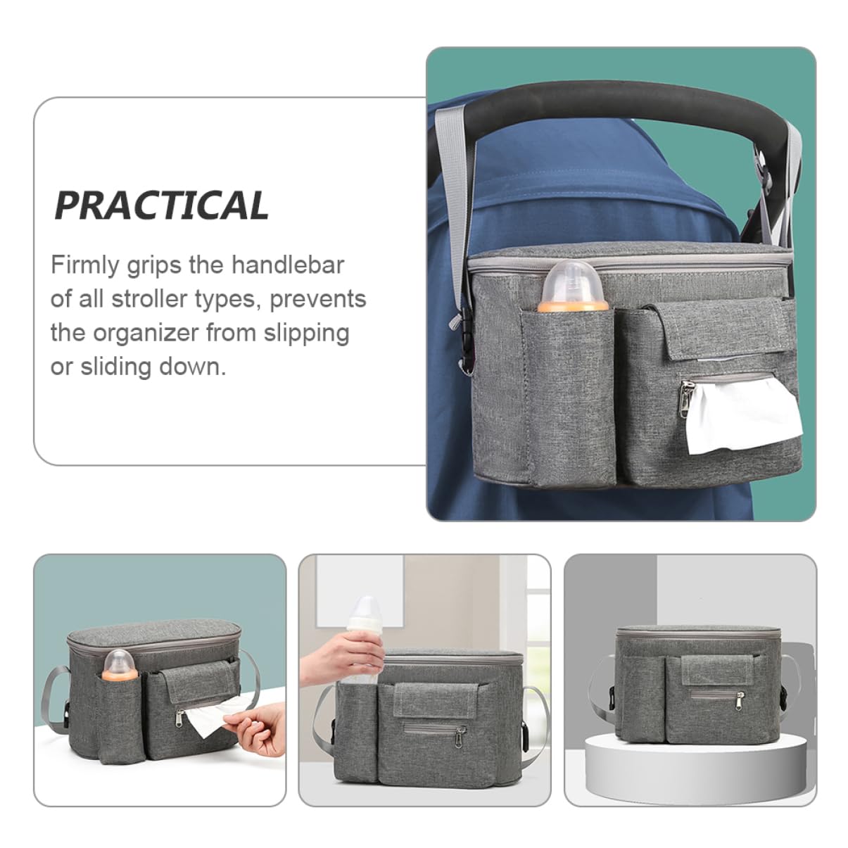 Bolsa de Suministro Multifuncional para Cochecito de Almacenamiento de y Juguetes Diseño de Manillar Antideslizante Material de Resistente