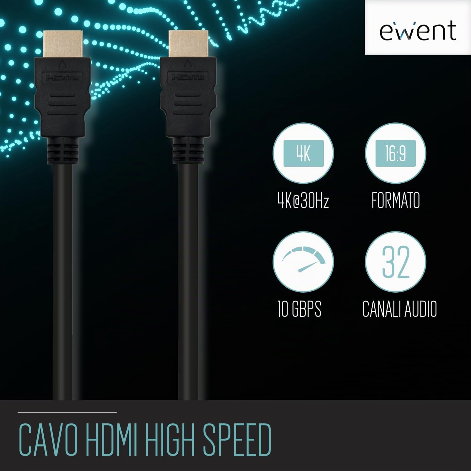 Ewent Cavo HDMI con Ethernet, Supporta 4K 30Hz, Video UHD 2160p, Ultra HD 1080p, 3D per XboxOne, PS4, TV, Computer e Monitor, 2 Metri
