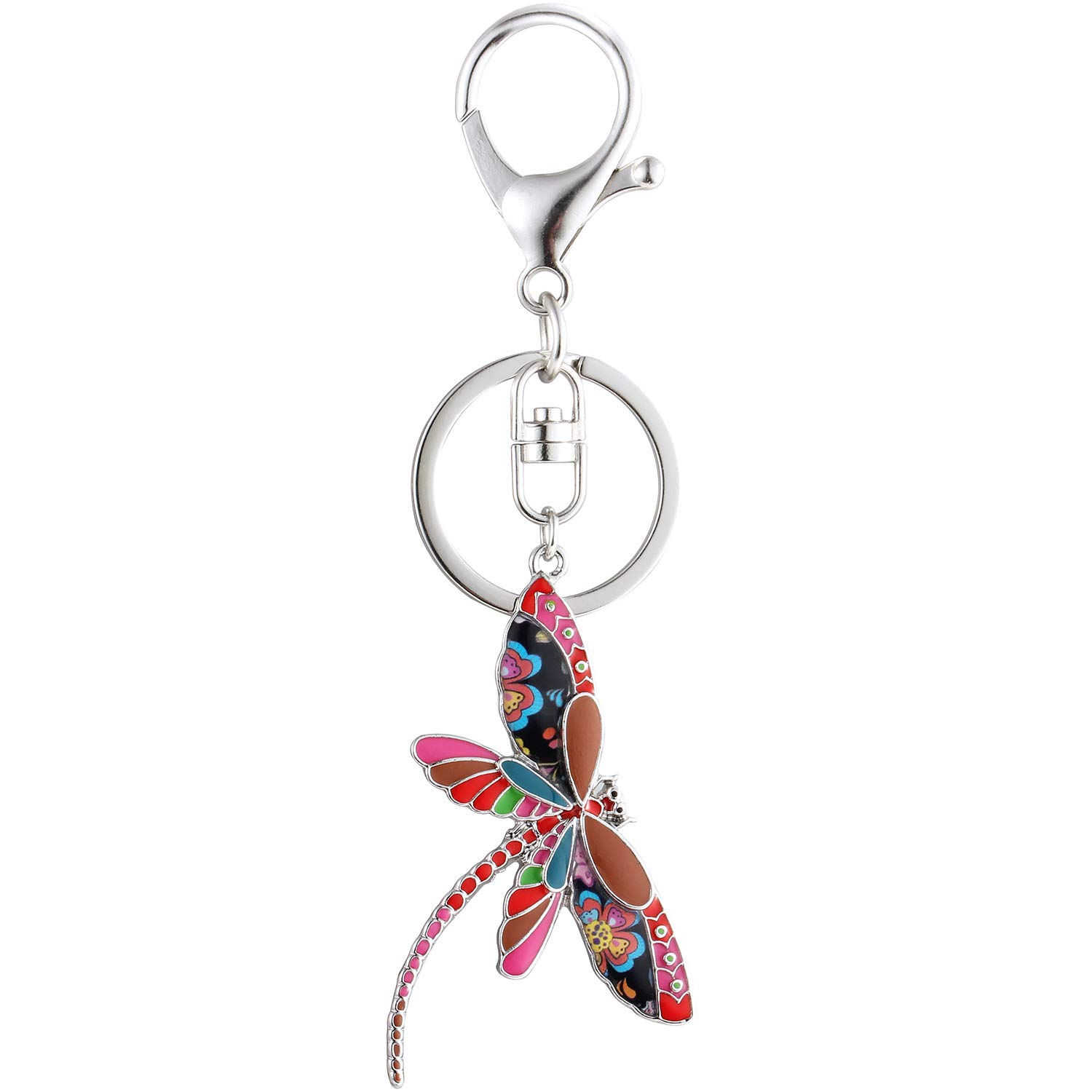 Luckeyui Cute Dragonfly Keychain for Women Unique Enamel Insect Keyring