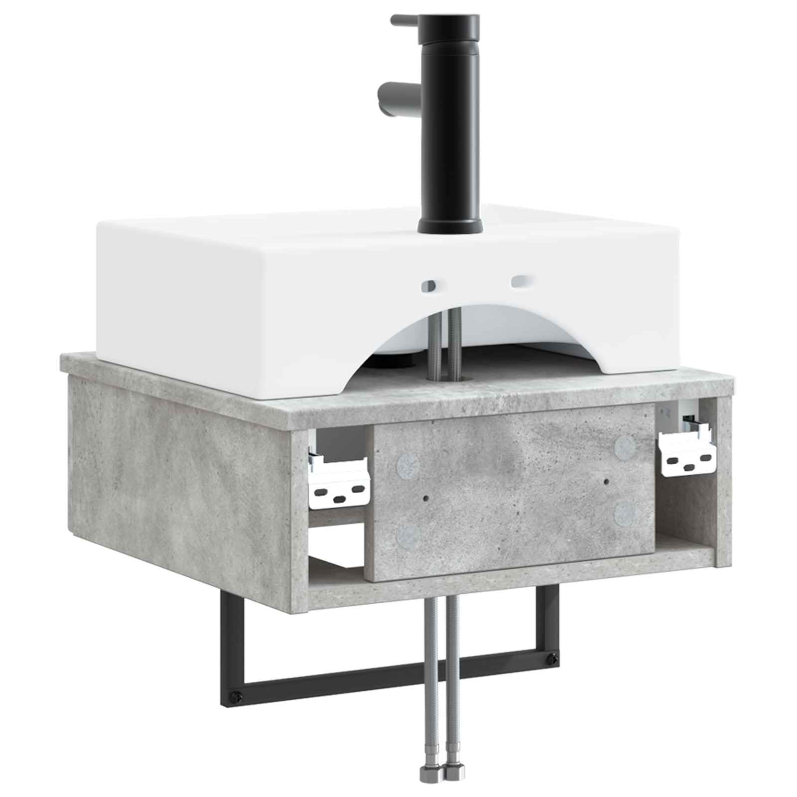 Lavabo mural gris béton 40 x 41 x 39 cm