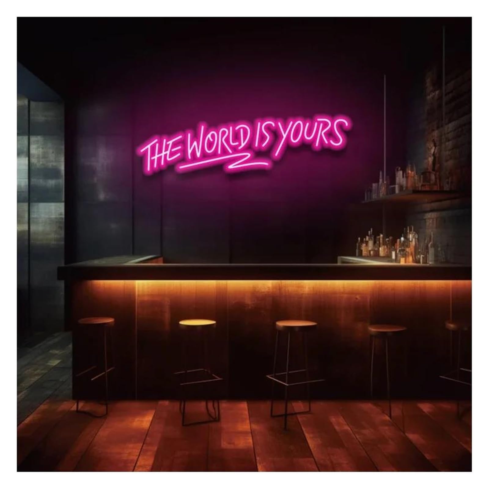 Lemst D Signs Lamp The Worl Is Yours Neon Signs Adjustable Brightness Letter Lights Suitable For Club Party Ecor(,80X24cm)