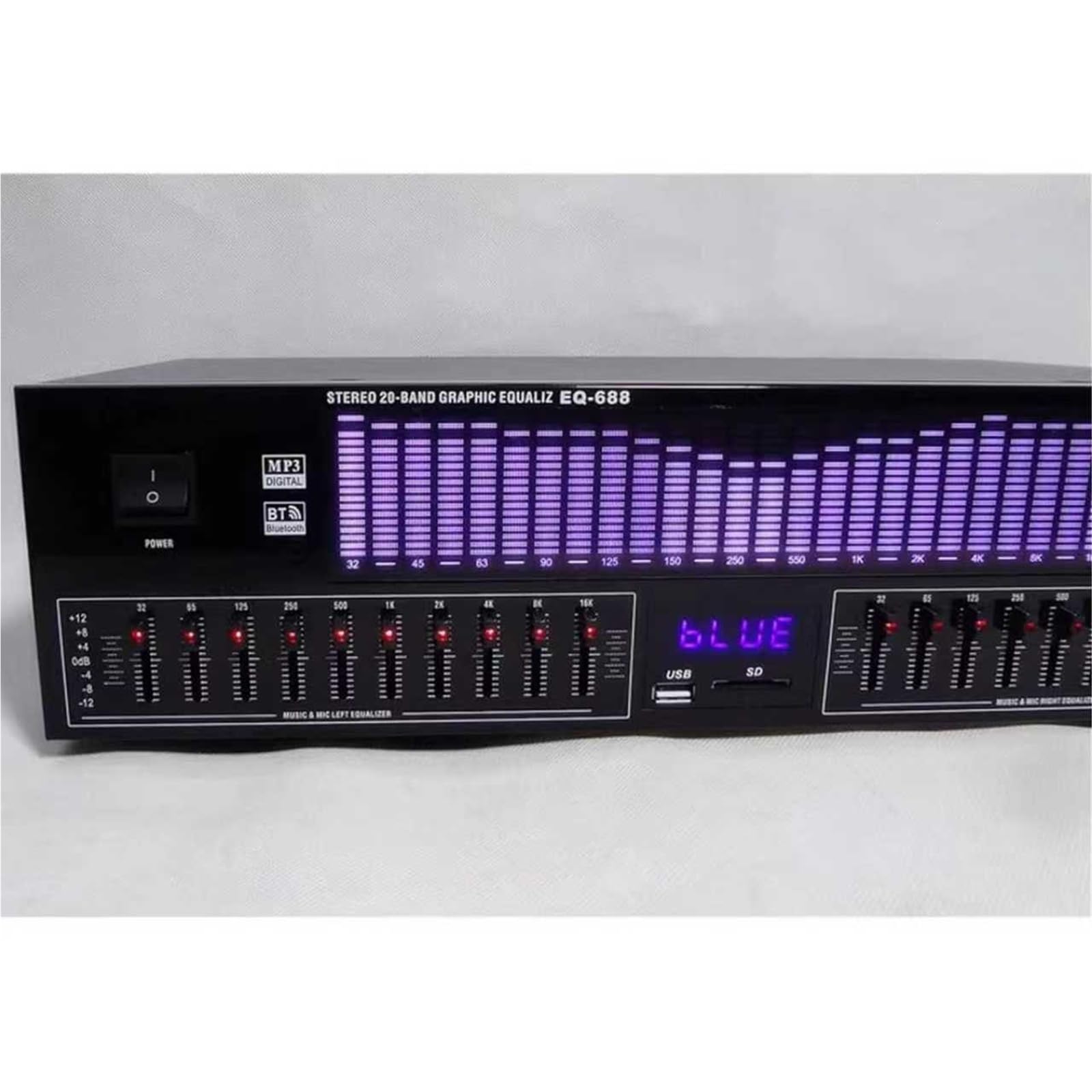 Equalizzatore Grafico Hi-Fi, Equalizzatore Digitale A 20 Bande, Analizzatore Di Spettro Con Telecomando, Display A LED Dello Spettro, 15 Stili Dinamici, Funzione Riduzione Rumore
