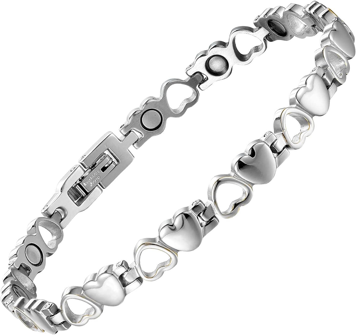 Magnetic Bracelet for Women, Titanium Steel Wristband Brazaletes for Pain Relief Solid Pure Copper Jewelry Gift with Adjustable Tool