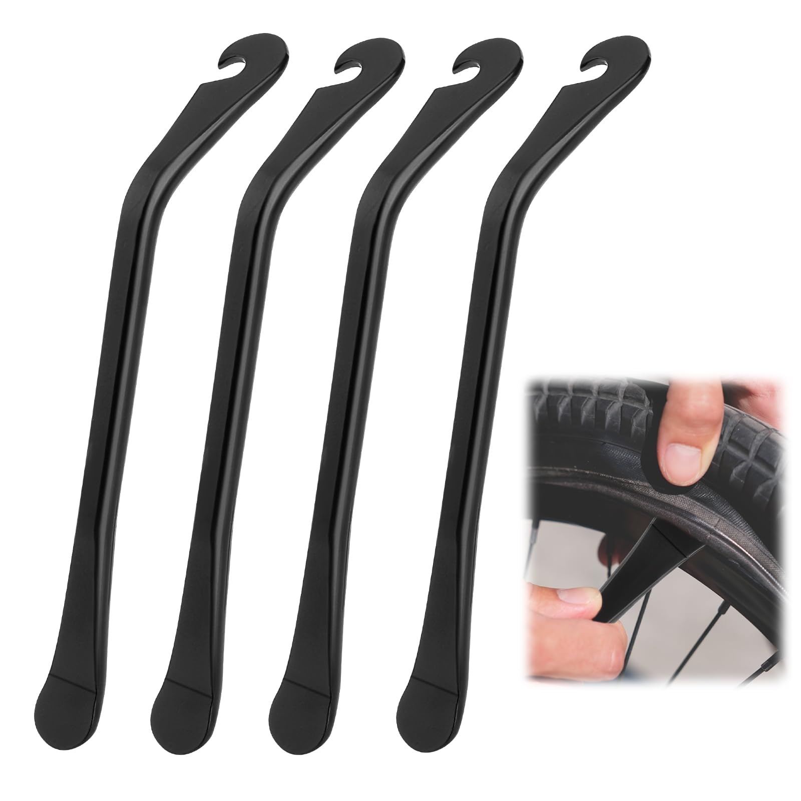 Amabro Bicycle Tire Levers, 4PCS Bike Tire Spoon Changing Tool Stainless Steel Levers Tire Repair Tool Portable Bike Tire Removal Repair Tools for Mountain Road Bike Inner Tube Metal Repair