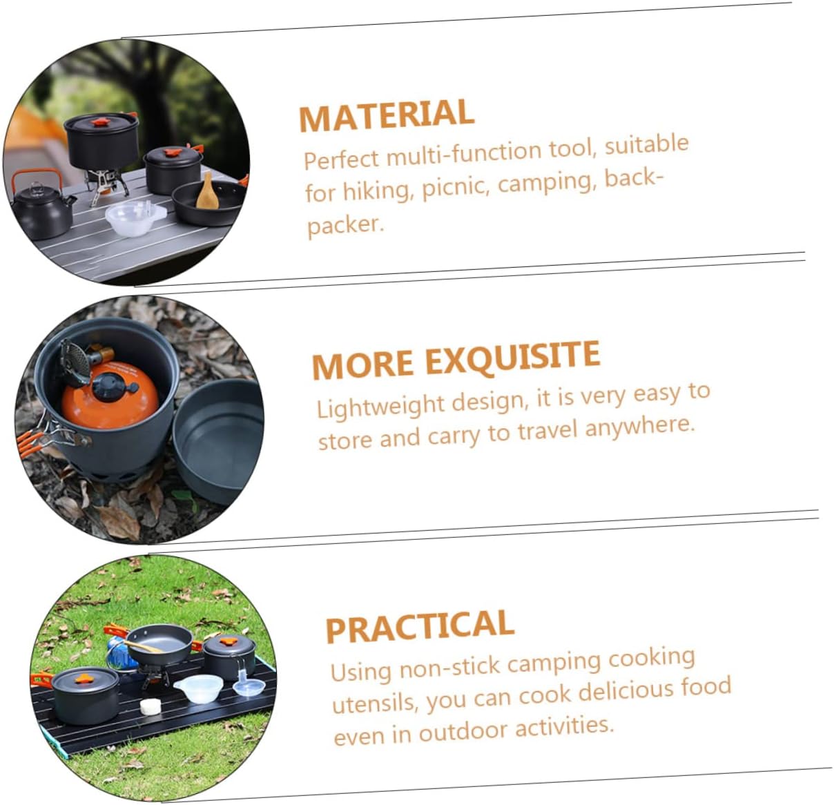 1set Person Portable Camping Cookware for Outdoor Picnics Lightweight and Kit for Hiking and Camping Supplies