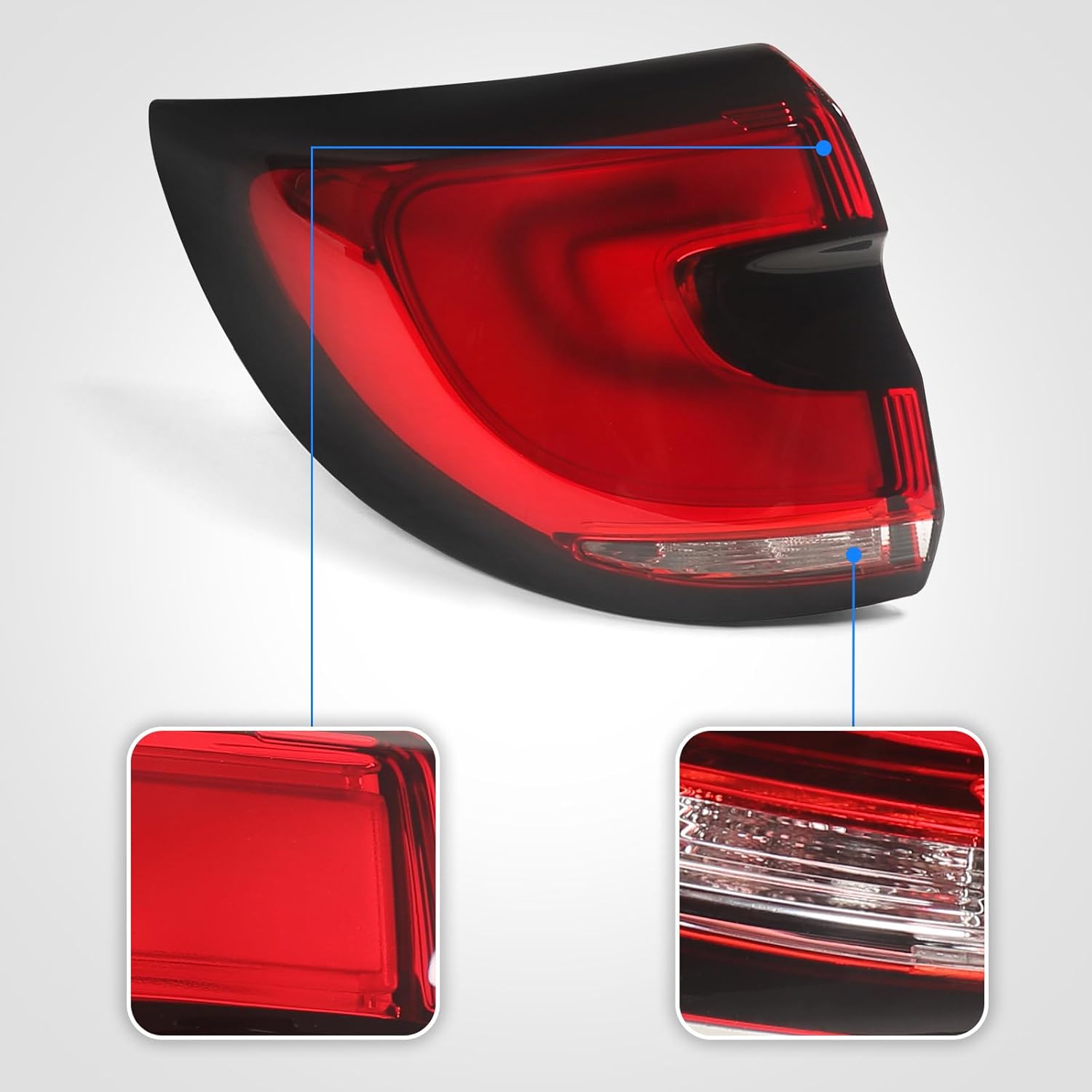 Huray Left LED Tail Light Fit for Chrysler Pacifica 2021-2025 LH Outer Taillight Rear Brake Lamp Assembly OE Style Accessory Replacement for CH2804122 68424931AB (Driver Side)
