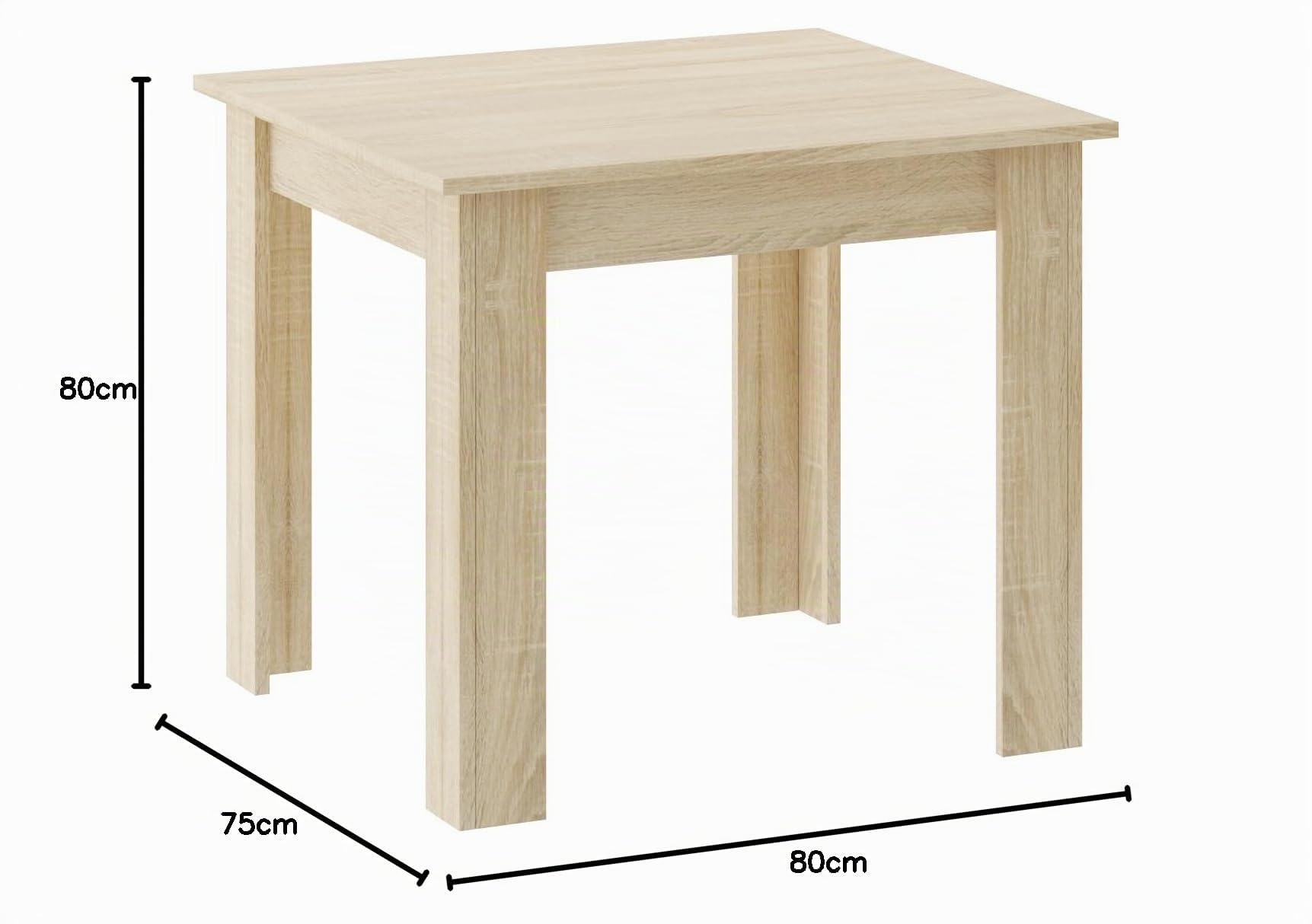 Home Collective Esszimmertisch Küchentisch, Platte aus Sonoma-Eiche, Holztisch Esstisch, 80 x 80 x 75 cm, 18 mm Dicke, Küche Wohnzimmer Sonoma-Eiche