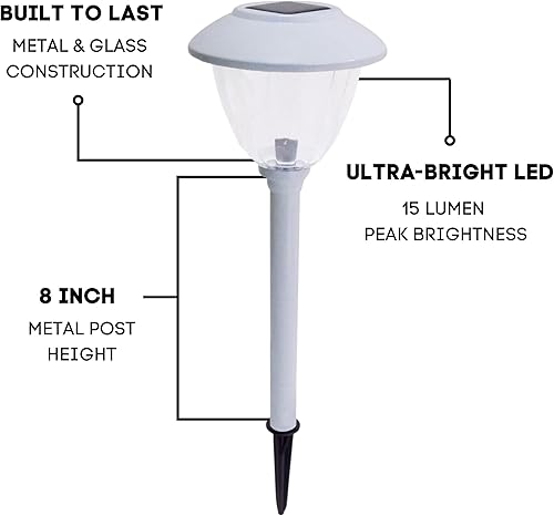 Miniatura 2 de Energizer Luces solares LED para camino, paquete de 8 luces solares blancas para exteriores, IP65 impermeable con encendidoapagado automático,