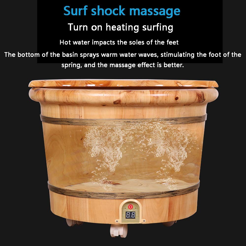Axdwfd Elektryczne ogrzewanie stóp, 27 cm, ogrzewanie stałe, do kąpieli stóp, drewniane, dla dorosłych, pedicure, beczka z litego drewna, do kąpieli stóp (kolor: A)