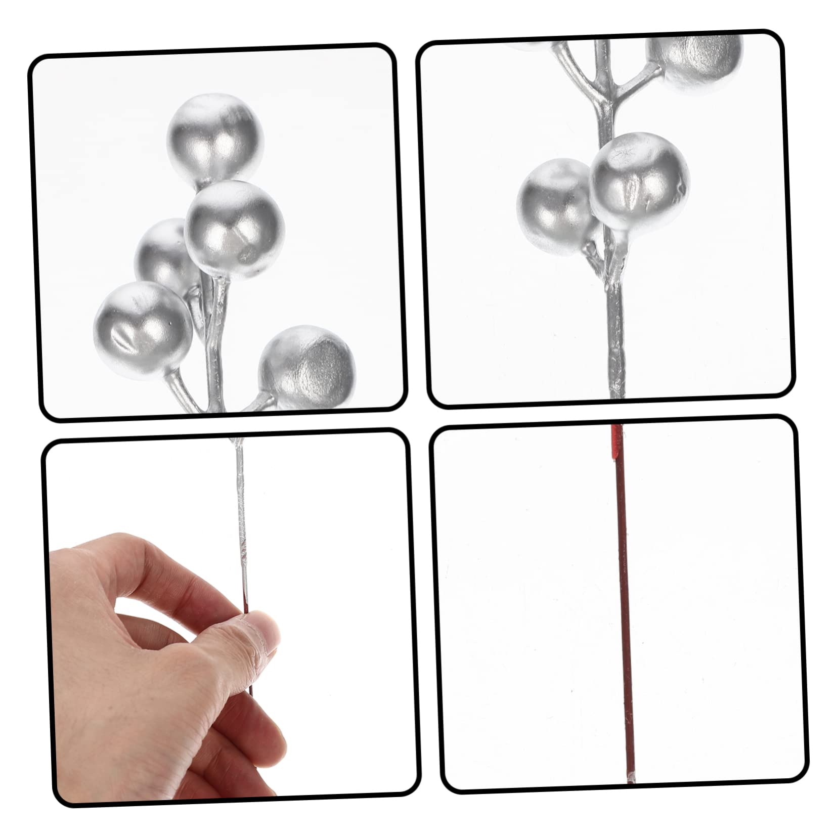 PRETYZOOM 4 Set Eleganti Bacche Di Natale Steli Di Bacche Artificiali Rami Di Bacche Finte Lavorazione Delicata Per Apparecchiare La Tavola 30 Pezzi * 4