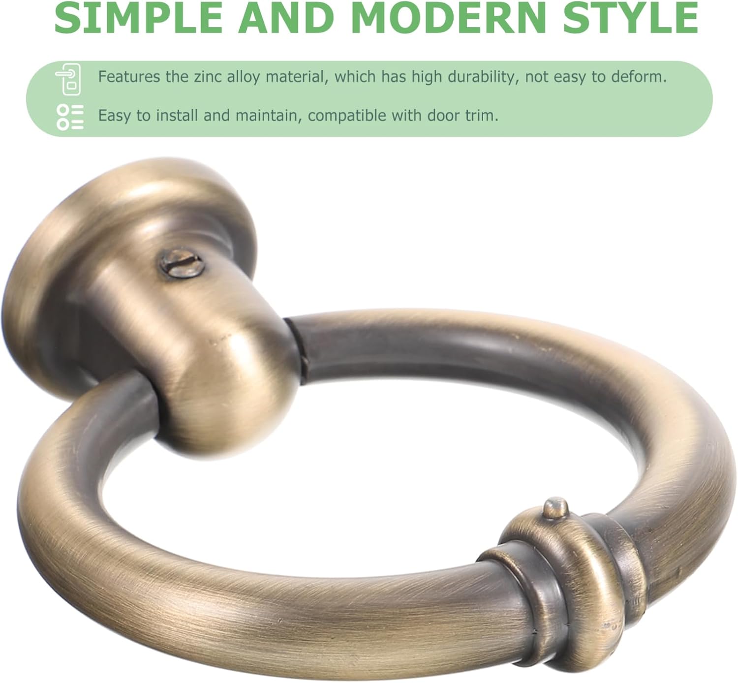 Antique Zinc Alloy Domestic Door Knocker, Classic Security Exterior Door Knocker, Widened Smooth Base, Compact Design for Home Decor, 1 Pack