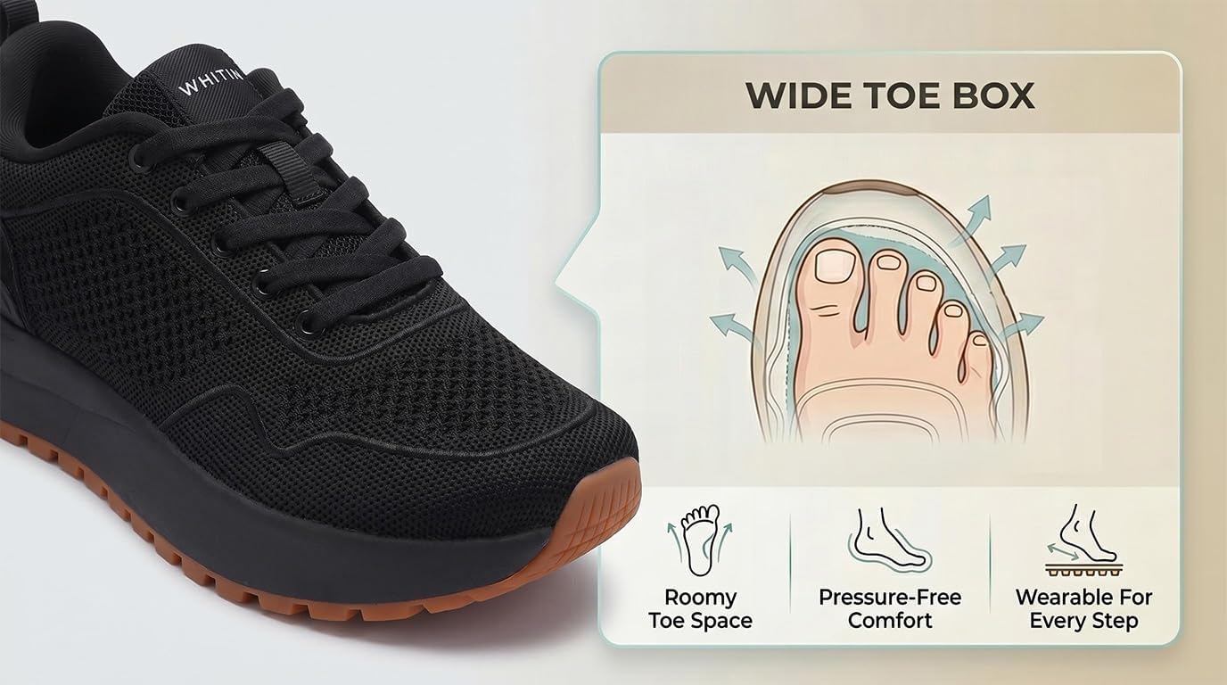 WHITIN Women's Wide Toe Box Walking Sneakers | Cushioned Support for Daily Comfort
