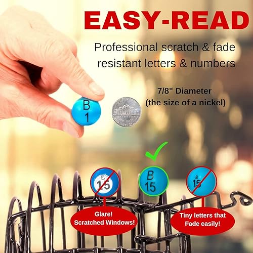 Miniatura 6 de MR CHIPS 100 tarjetas de bingo con diapositivas de obturador fácil de leer, más misteriosa jaula de bingo negra con bolas de bingo eternas y tablero