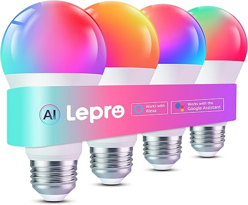 Lepro Bombillas inteligentes B2 AI  1100LM WiFi y Bluetooth RGBWW bombilla LED que cambia de color, funciona con Alexa y Google Assistant, diseñador