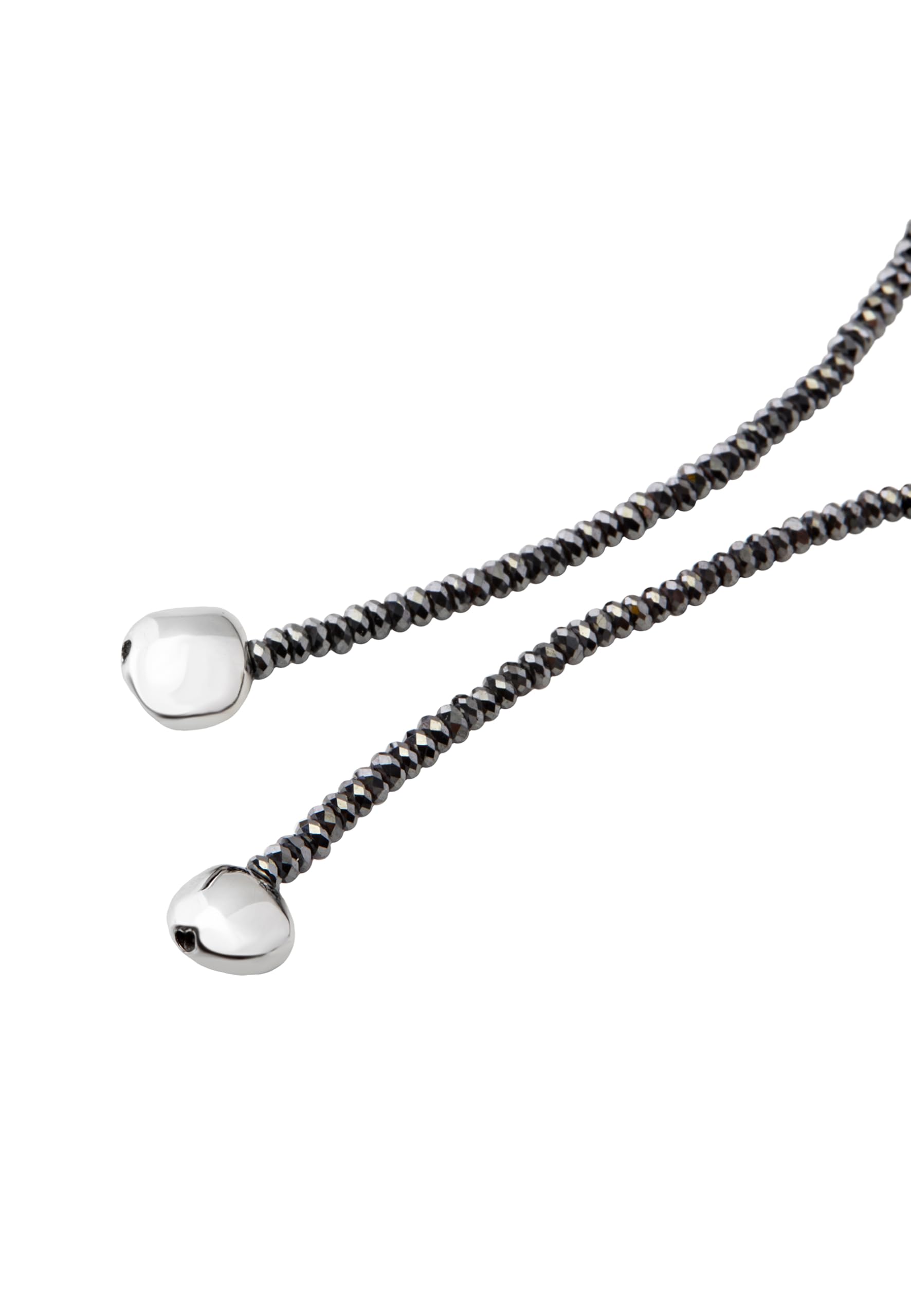 Breil, Collezione B Rocks, Collana Donna Lunga a Sciarpa in Ematite Sfaccettata con Finalini in Acciaio Lucido, Lunghezza 120 cm, Idea Regalo Donna