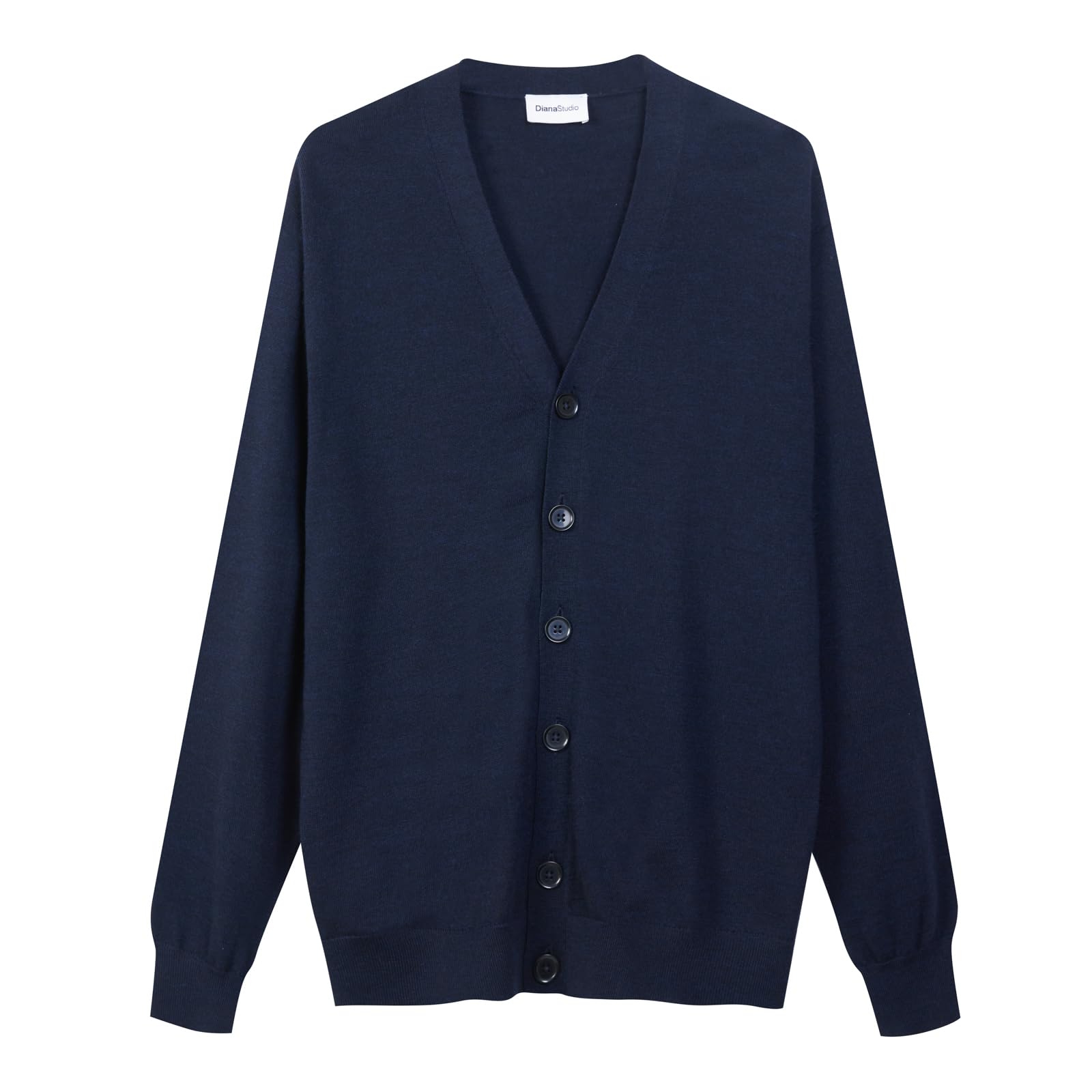 Diana Studio - Basic Cardigan, Herren, 100% Merinowolle, Langarm, Normale Passform