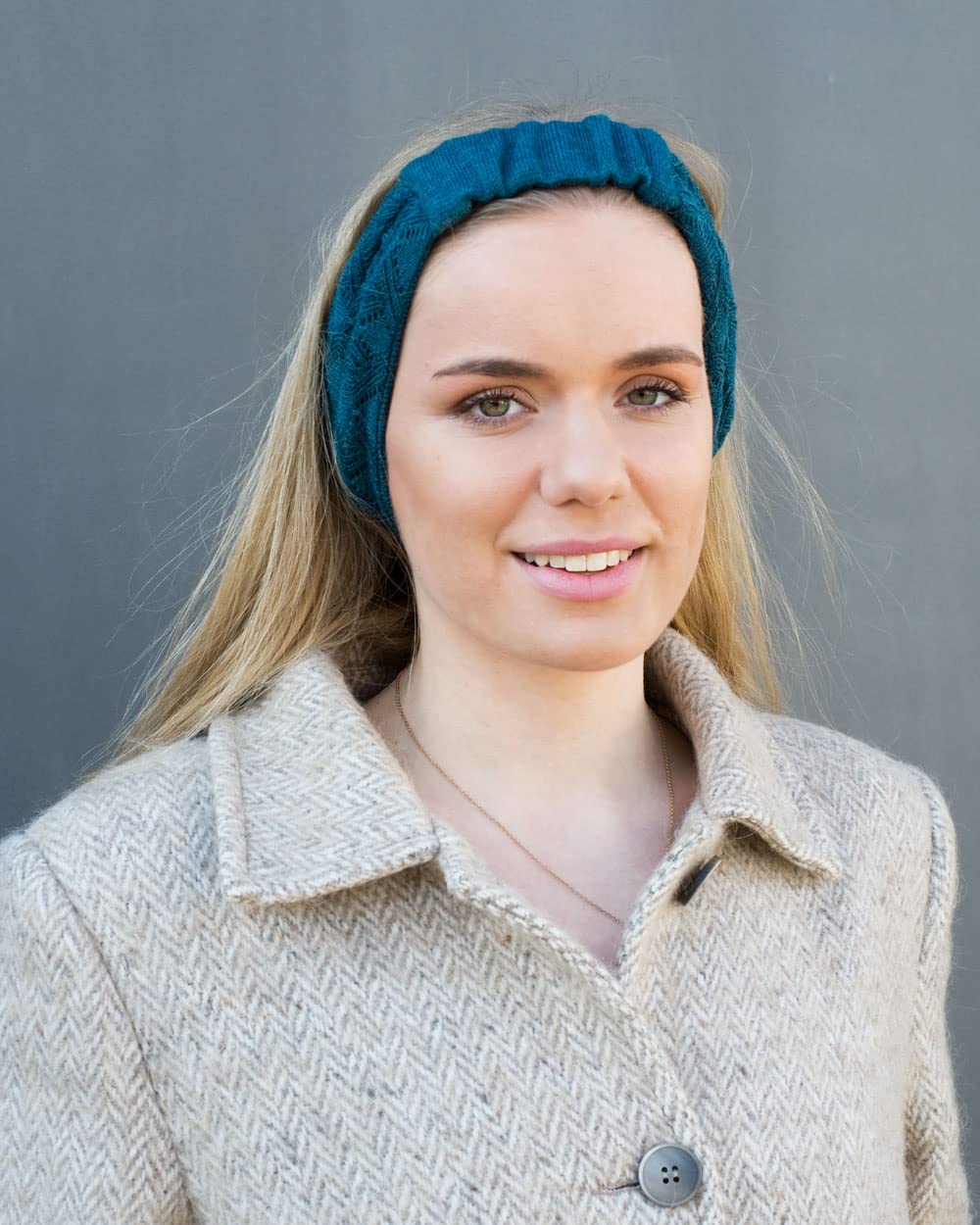 Invero, Merino Stirnband Marie, 100% Wolle (Petrol)