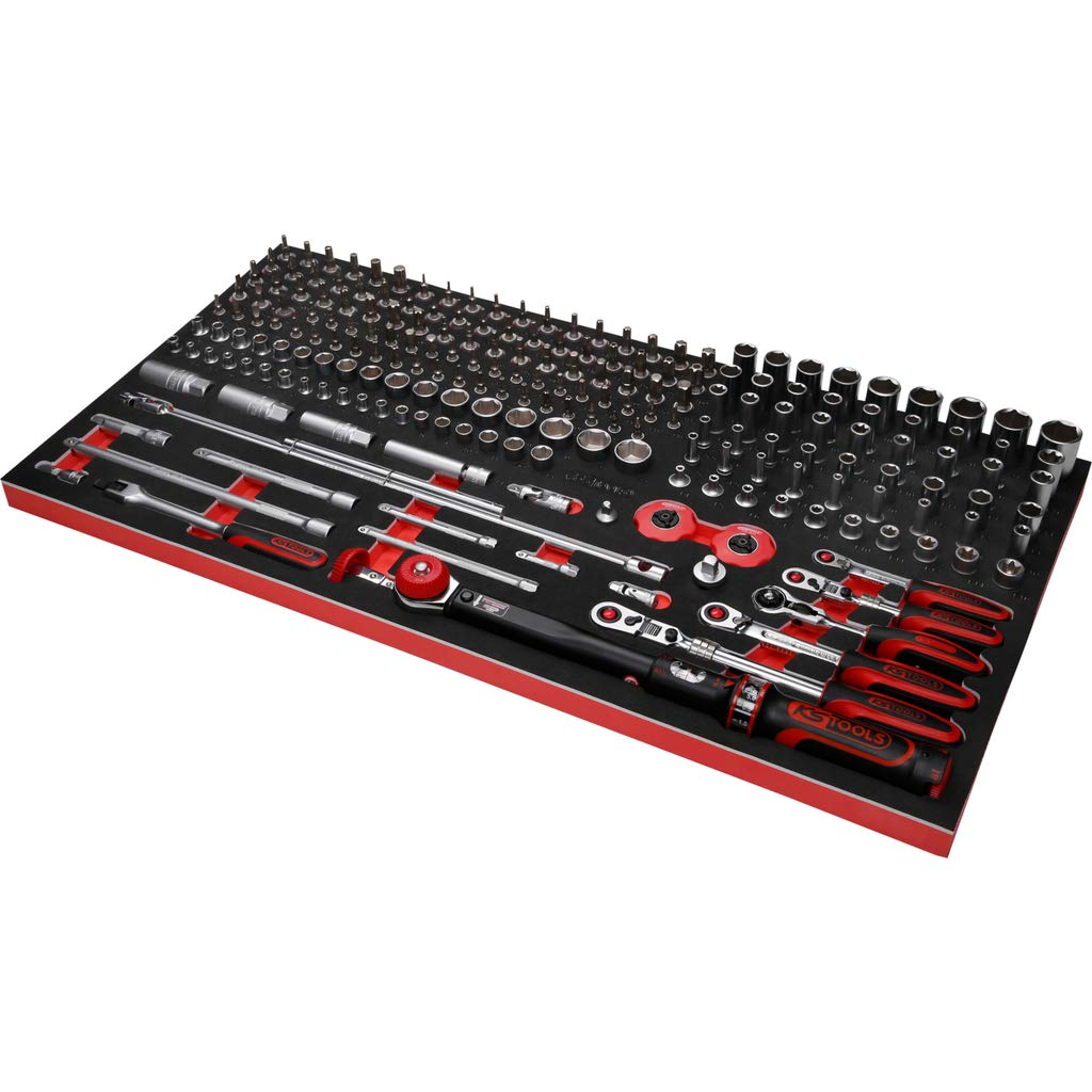 KS Tools 825.8564 Chariot d'atelier PERFORMANCEplus P25 avec 8 tiroirs, équipé de 564 Outils dans 8 Compartiments pour 8 tiroirs