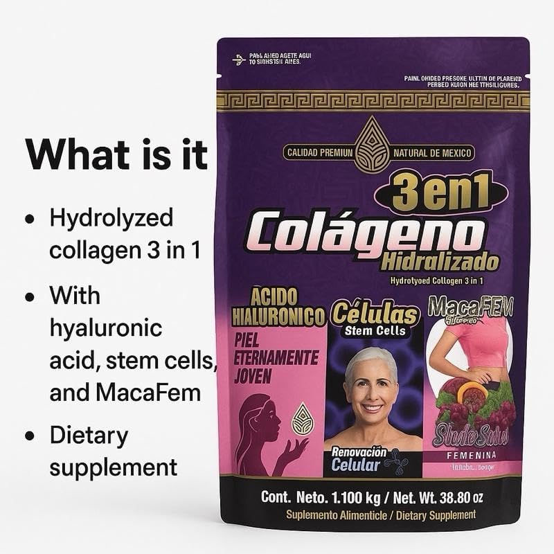 Miniatura 3 de Colágeno Hidrolizado 3en1 ÁCIDO HIALURÓNICO Células 1,100 kg38,8 oz Delicioso Sabor Frutos Rojos Suplemento de calidad premium para belleza