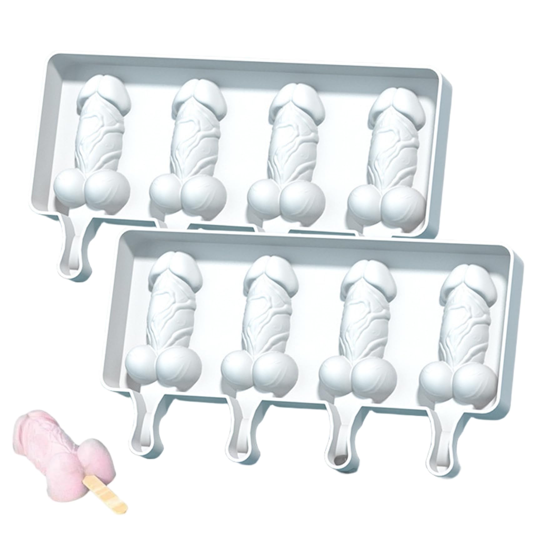 Wedhapy Silicone Popsicle Molds 2Pcs Popsicles Molds, 4 Cavities Novelty Penis Silicone Popsicle, Creative Penis Cake Pan for Adult Party