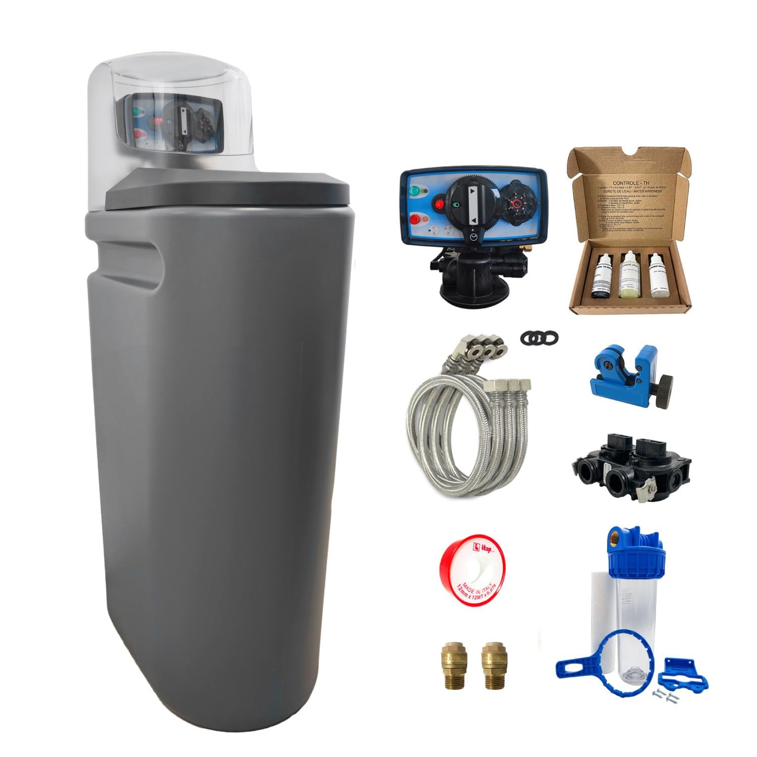 Descalcificador 16l Fleck 5600 Mc Cronométrico Con Kit De Instalación Descalcificador De Agua Domestico