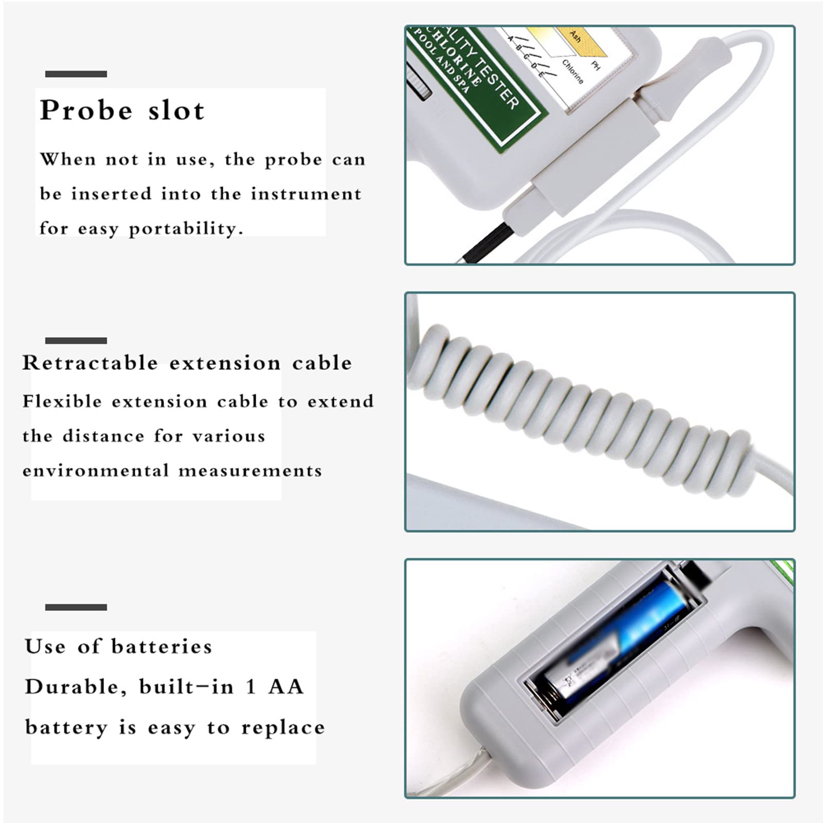 Tester di qualità dell'acqua Analizzatore di tester di pH Misuratore di pH per accessori per monitor per piscine per acquari
